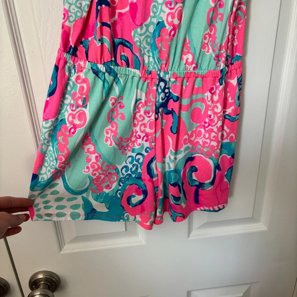 Lilly Pulitzer Klea Romper Off the Shoulder Coral Reef I'm So Jelly Jumpsuit S - Picture 7 of 11